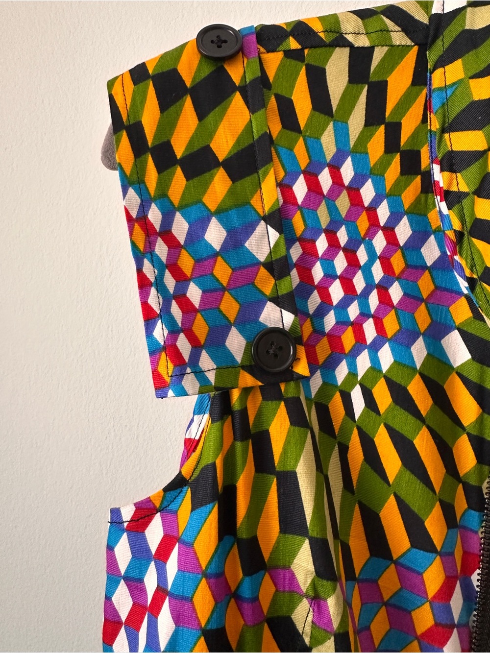 Sohung Designs Ankara Hand-Made Geometric Kaleidoscope Zipper Dress - Picture 6 of 7